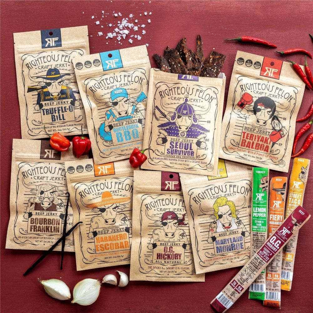 Righteous Sampler Beef Jerky & Meat Sticks (12-Pack) I5