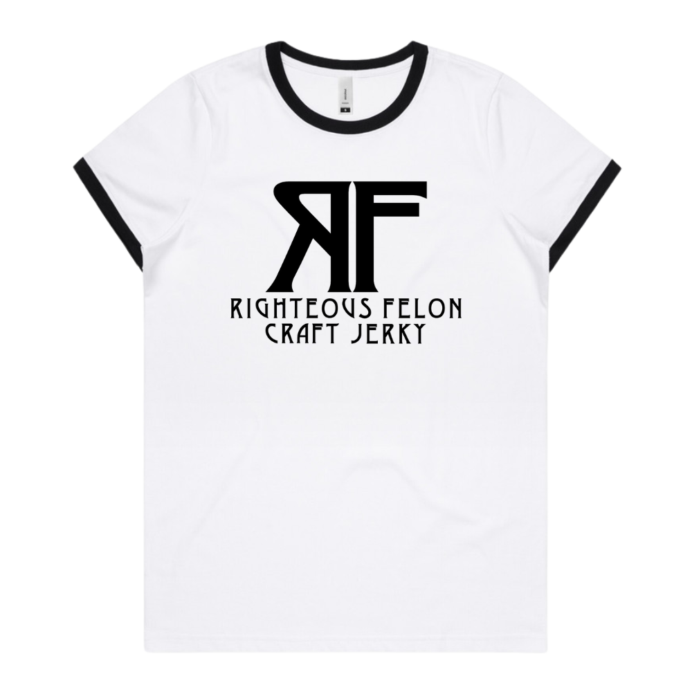 Women's Black & White Ringer T-Shirt F4
