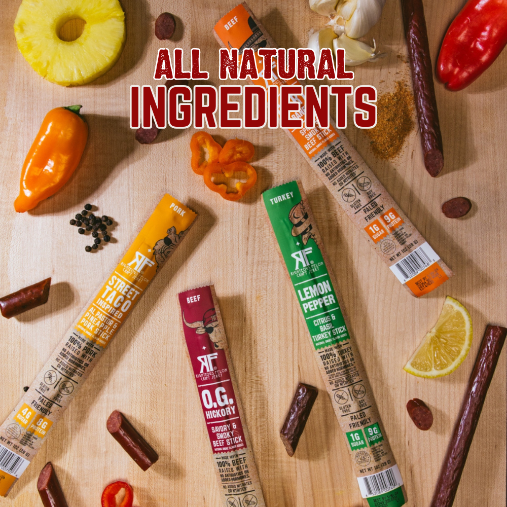 Righteous Sampler Beef Jerky & Meat Sticks (12-Pack) I5