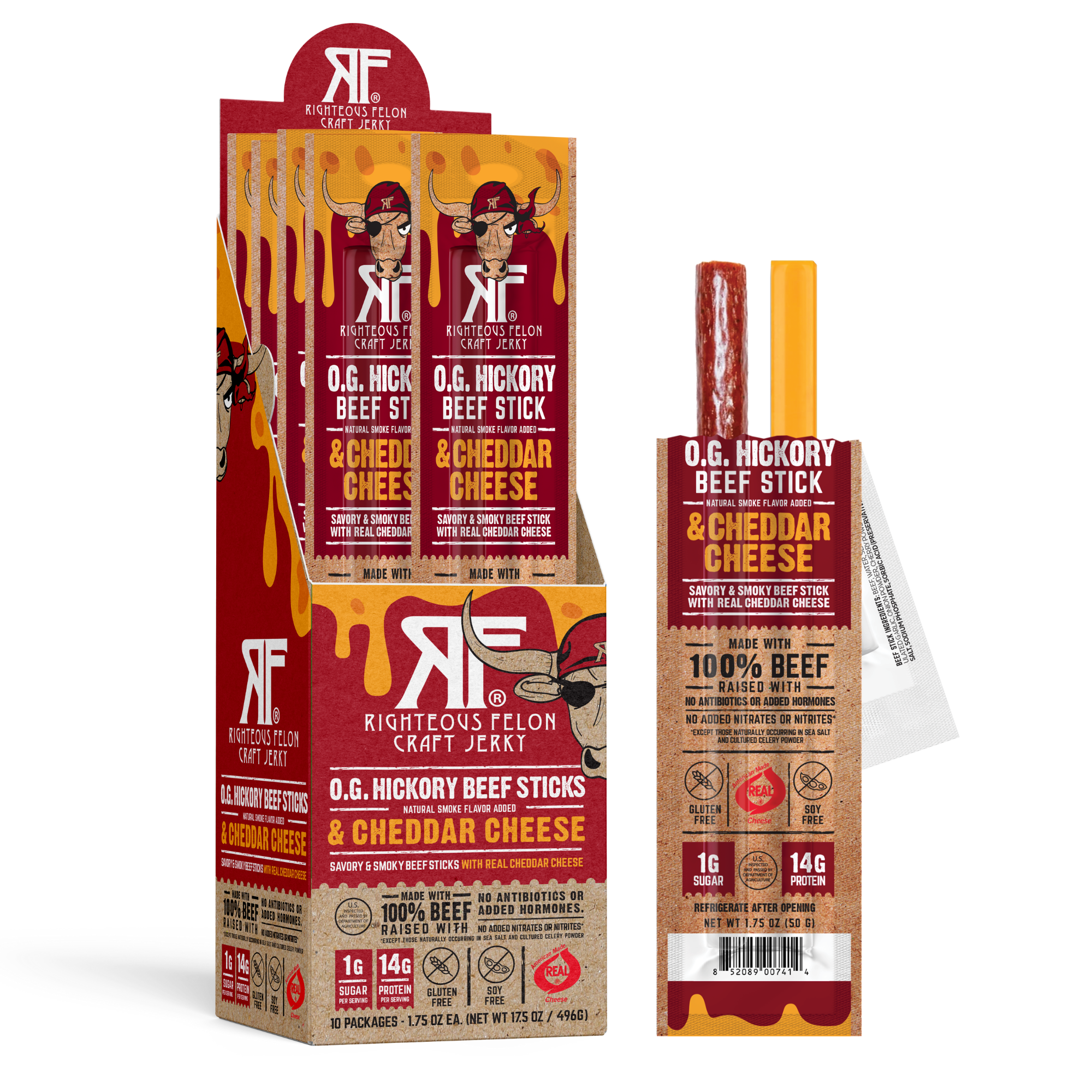 NEW Side-by-Side Beef & Cheese Sticks (10ct Caddy/1.75oz ea) R3