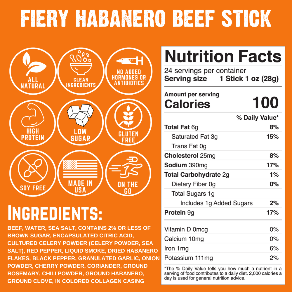 Fiery Habanero Beef Stick (3-Pack) K6