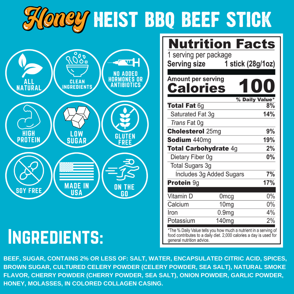 NEW Honey Heist BBQ Beef Stick (24-Pack) F8