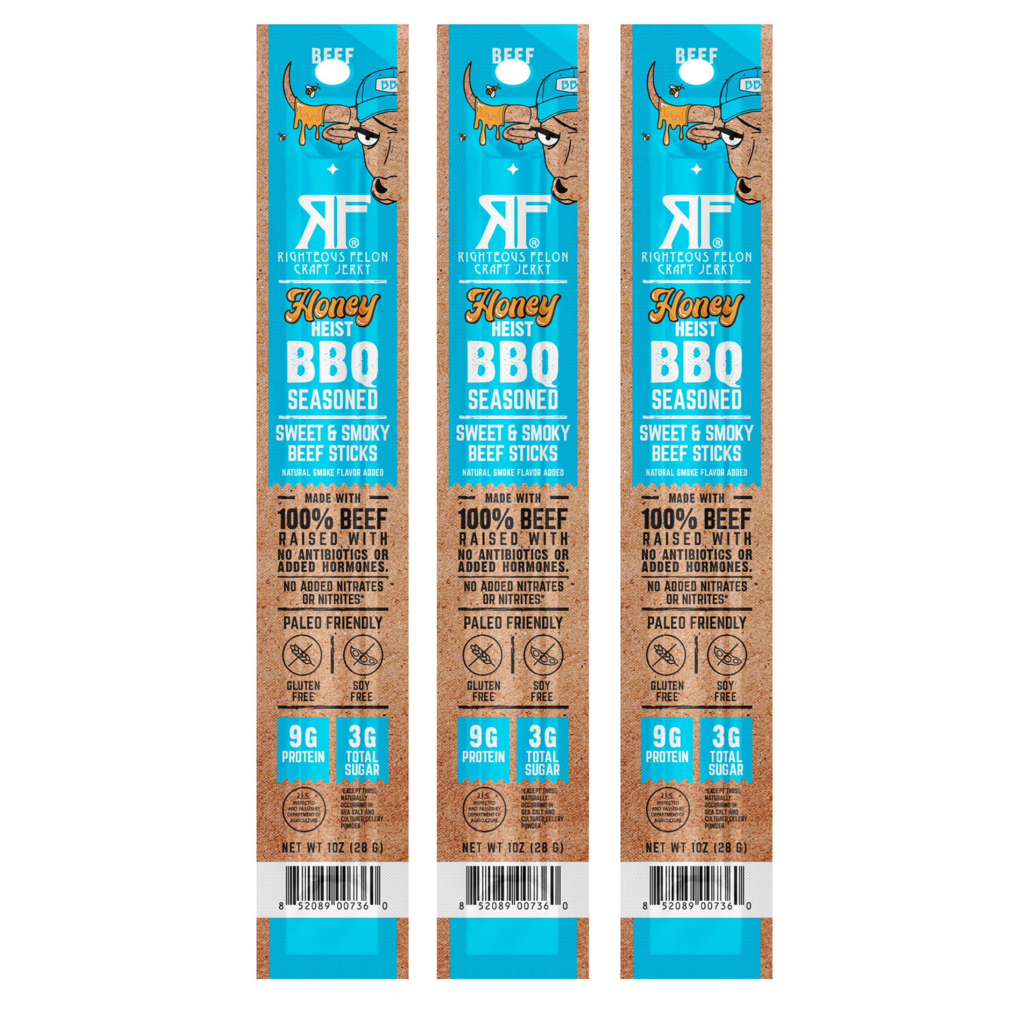 NEW Honey Heist BBQ Beef Stick (3-Pack) I0