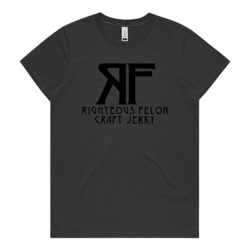 Women's Faded Black & Black Logo T-Shirt I1