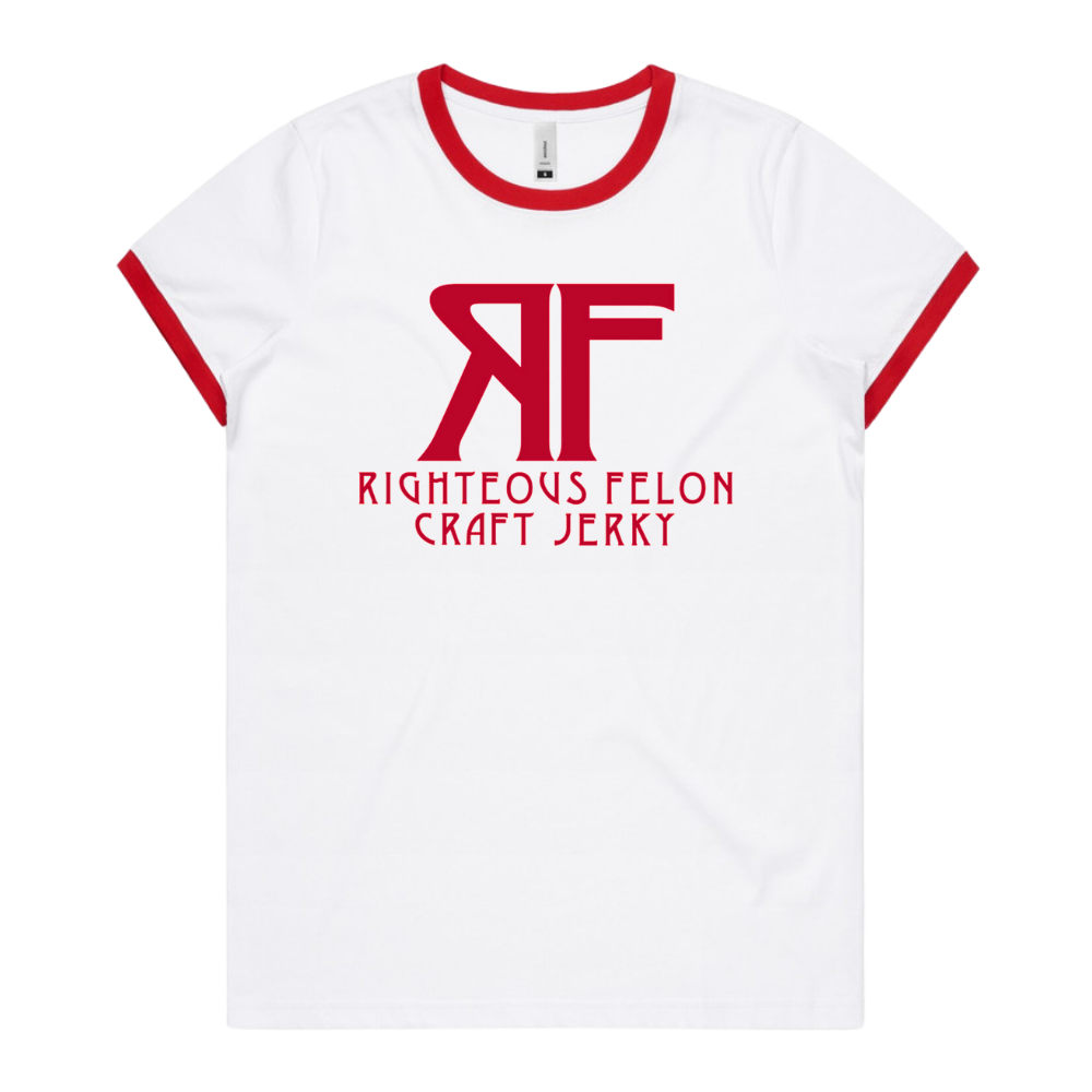 Women's Red & White Ringer T-Shirt S9