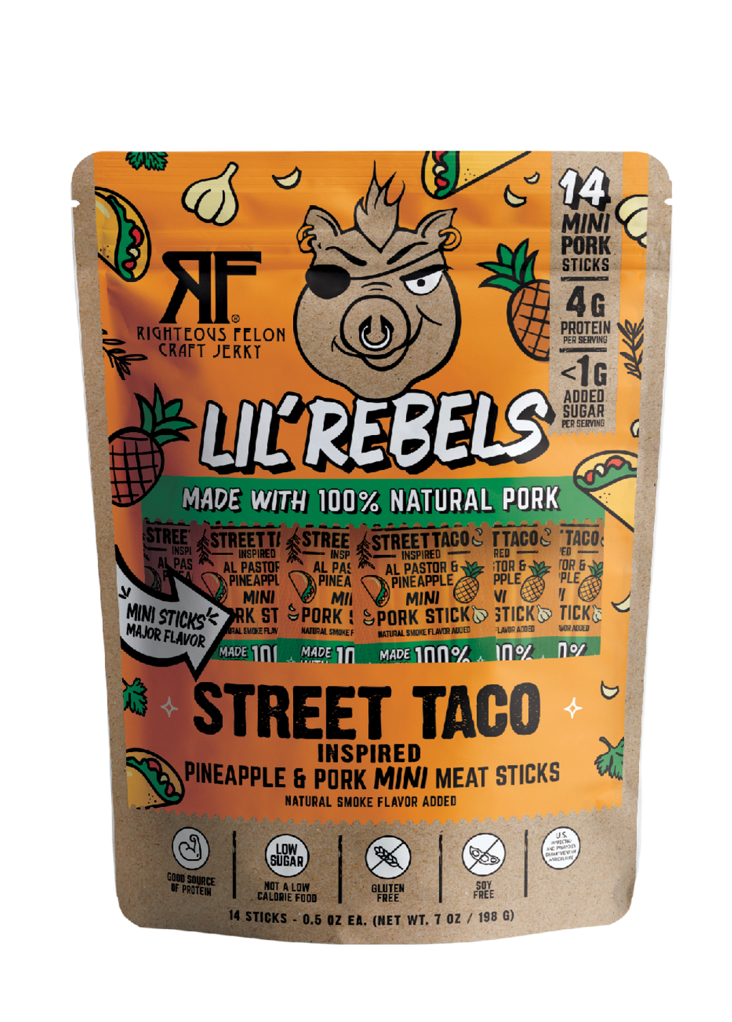 Lil Rebels Street Taco Meat Sticks – 14ct pack K5