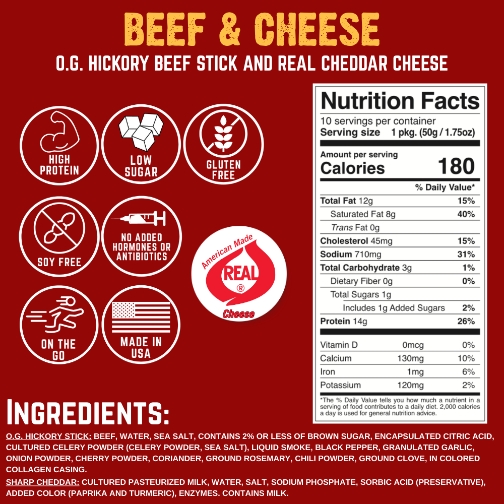 NEW Side-by-Side Beef & Cheese Sticks (10ct Caddy/1.75oz ea) Z6