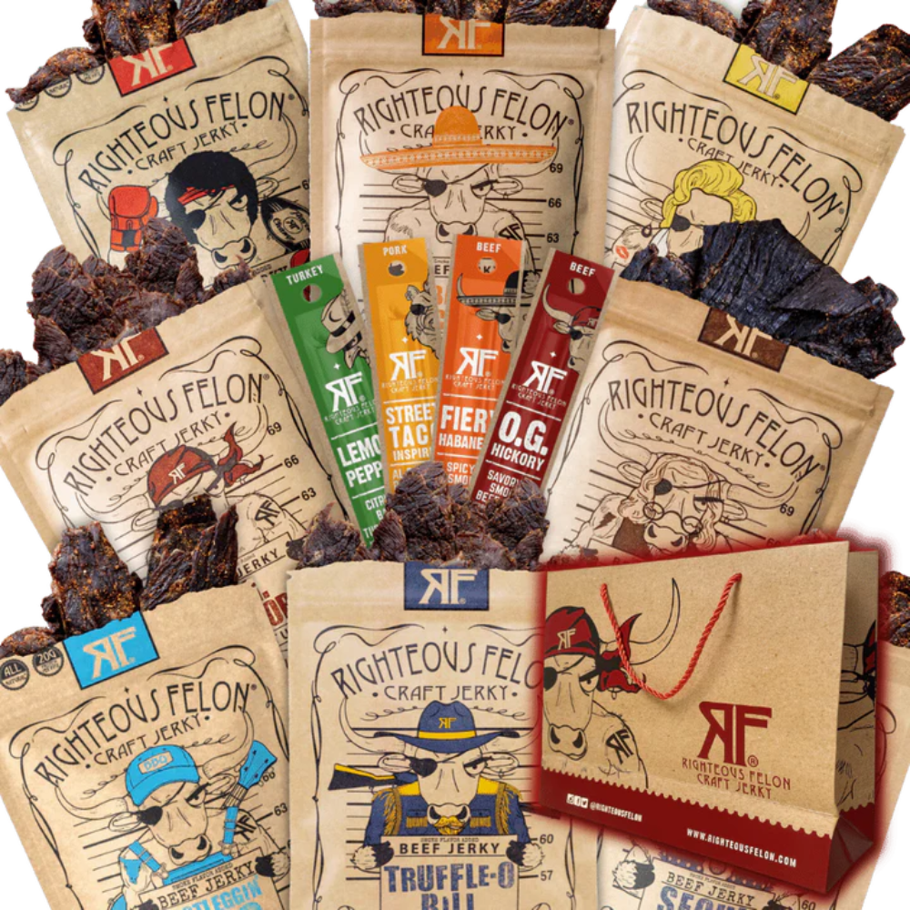 Righteous Sampler Beef Jerky & Meat Sticks (12-Pack) I5