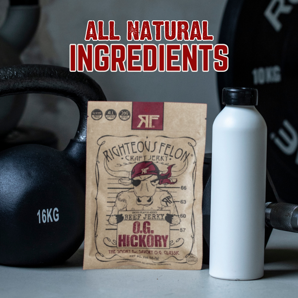 Righteous Felon Premium Beef Jerky Protein Pack | 8 Meat Snacks T0